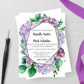 Invitation Mariage géométrique à fleurs d'Hydrangea violet