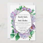 Invitation Mariage géométrique à fleurs d'Hydrangea violet (Devant)