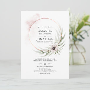 Invitation Mariage géométrique à l'aquarelle Eucalyptus