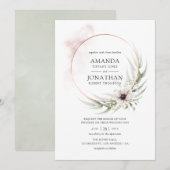 Invitation Mariage géométrique à l'aquarelle Eucalyptus (Devant / Derrière)