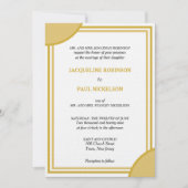 Invitation Mariage géométrique à monogramme blanc or (Devant)