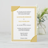 Invitation Mariage géométrique à monogramme blanc or (Debout devant)