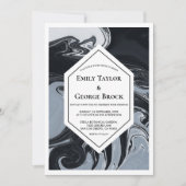 Invitation Mariage géométrique Abstrait noir et blanc minimal (Devant)