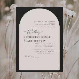 Invitation Mariage Géométrique Arch Noir & Crème