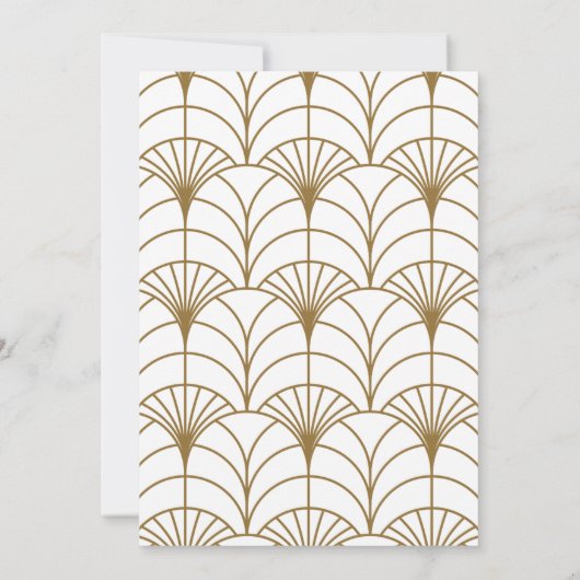 Invitation Mariage Géométrique Art Déco Gold White Gatsby (Dos)
