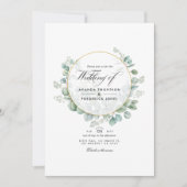 Invitation Mariage géométrique au code QR Eucalyptus Silver S (Devant)