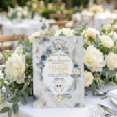 Invitation Mariage géométrique au sage bleu poussiéreux et à 