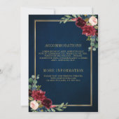 Invitation Mariage géométrique bleu bleu marine Bourgogne or (Dos)