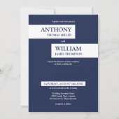 Invitation Mariage géométrique bleu bleu marine moderne (Devant)