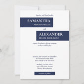 Invitation Mariage géométrique bleu bleu marine moderne simpl (Devant)