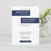 Invitation Mariage géométrique bleu bleu marine moderne simpl (Debout devant)