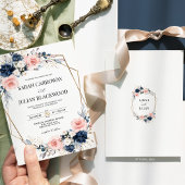 Invitation Mariage géométrique bleu floral bleu bleu marine b