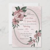 Invitation mariage géométrique botanique de fleurs roses (Devant)