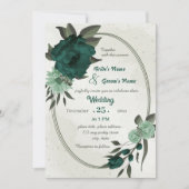Invitation mariage géométrique botanique des fleurs vert émer (Devant)