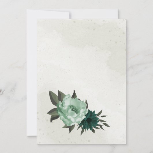 Invitation mariage géométrique botanique des fleurs vert émer (Dos)