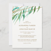 Invitation Mariage géométrique botanique et cuivre (Devant)