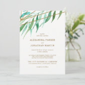 Invitation Mariage géométrique botanique et cuivre (Debout devant)