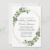 Invitation Mariage géométrique Botanique Vert Eucalyptus (Devant)
