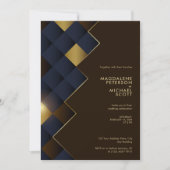 Invitation Mariage géométrique Brown et or (Devant)