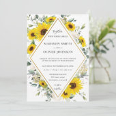 Invitation Mariage géométrique chic de tournesol fleuri (Debout devant)