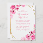 Invitation Mariage géométrique Chic rose cerisier (Devant)