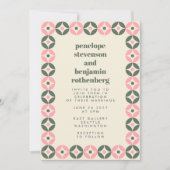 Invitation Mariage géométrique chic rose et vert moyen (Devant)