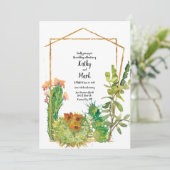 Invitation Mariage Géométrique de Cactus de Désert en Fleur (Debout devant)