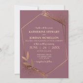 Invitation Mariage géométrique de feuille d'automne Mauve et (Devant)