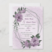 Invitation mariage géométrique de fleurs violettes (Devant)