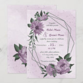 Invitation mariage géométrique de fleurs violettes (Devant / Derrière)
