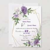 Invitation mariage géométrique de fleurs violettes romantique (Devant)