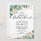 Invitation Mariage géométrique de forme d'or d'eucalyptus (Devant)