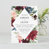 Invitation Mariage géométrique de la marine de Bourgogne (Debout devant)