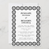 Invitation Mariage géométrique de la moyenne de couleur noire (Devant)