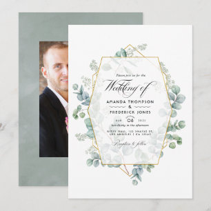 Invitation Mariage géométrique de photographie d'eucalyptus S