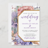 Invitation Mariage géométrique de saumons Royal violet modern (Devant)