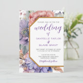 Invitation Mariage géométrique de saumons Royal violet modern (Debout devant)