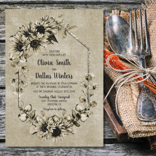 Invitation Mariage géométrique de tournesol rustique