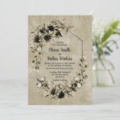 Invitation Mariage géométrique de tournesol rustique (Debout devant)