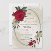 Invitation mariage géométrique des fleurs jaune pâle rouge (Devant)