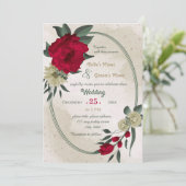 Invitation mariage géométrique des fleurs jaune pâle rouge (Debout devant)