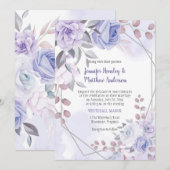 Invitation Mariage géométrique des Roses d'argent violet de l (Devant / Derrière)