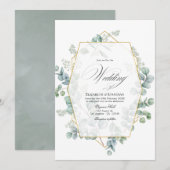 Invitation Mariage géométrique d'eucalyptus Silver Sage (Devant / Derrière)