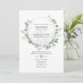 Invitation Mariage géométrique d'eucalyptus Silver Sage (Debout devant)