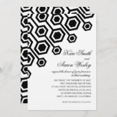 Invitation Mariage géométrique diagonal| noir et blanc (Devant / Derrière)