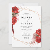Invitation Mariage géométrique Divine Roses rouges (Devant)