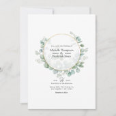 Invitation Mariage géométrique doré Eucalyptus (Devant)