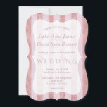 Invitation Mariage géométrique Élégant Brouillon Rose Gold St<br><div class="desc">Mariage géométrique Élégant Brouillon Rose Gold Stripes. Ce design présente des rayures dorées rousses et roses comme arrière - plans et une délicate forme semi-transparente. Utilisez Personnaliser ce modèle pour ajouter vos informations. Les éléments correspondants se trouvent dans ma collection Blush Rose Gold Stripes.</div>