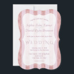 Invitation Mariage géométrique Élégant Brouillon Rose Gold St<br><div class="desc">Mariage géométrique Élégant Brouillon Rose Gold Stripes. Ce design présente des rayures dorées rousses et roses comme arrière - plans et une délicate forme semi-transparente. Utilisez Personnaliser ce modèle pour ajouter vos informations. Les éléments correspondants se trouvent dans ma collection Blush Rose Gold Stripes.</div>