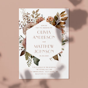 Invitation Mariage Géométrique Élégant Jardin d'Automne Flo